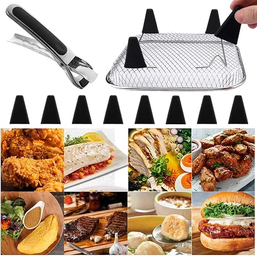 Lot de 3 paniers carrés empilables pour friteuse à air chaud - E-menage