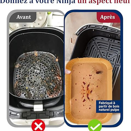RECKNEY - Lot de 125 Feuilles de cuisson pour friteuse à air