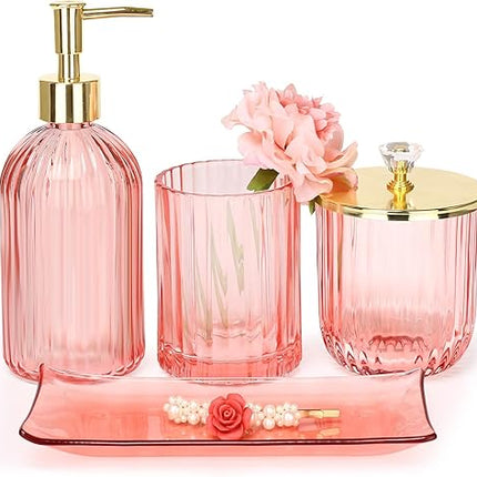 Lot de 4 accessoires de salle de bain en verre