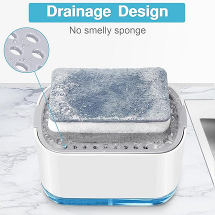 Distributeur de savon liquide 2 en 1 avec porte-éponge intégré