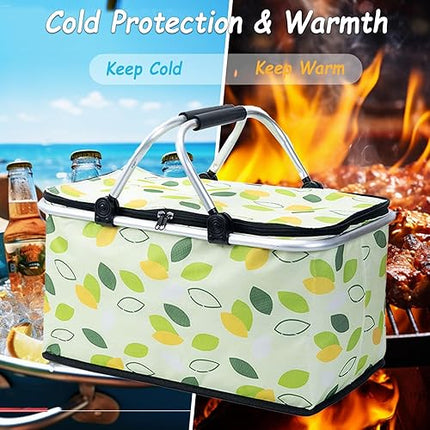 Panier isotherme de 30 l - Pliable et isolé - Avec couvercle - Cadre en aluminium