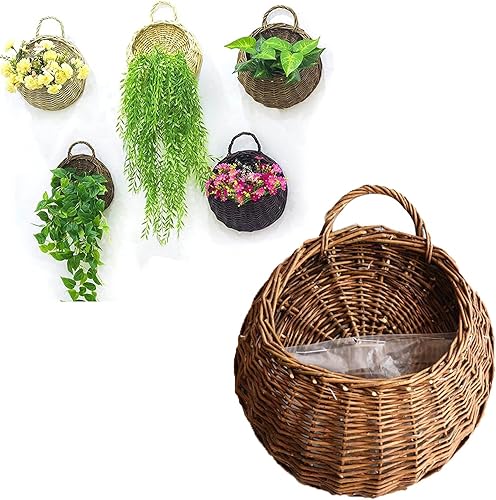 Monsully - Panier de fleurs en osier suspendu - E-menage