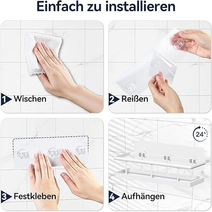 YASONIC - Lot de 3 étagères de douche sans perçage - E-menage