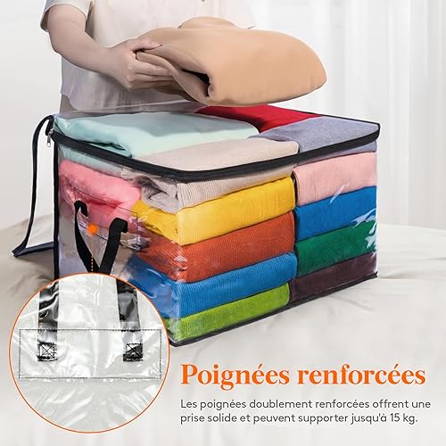 lifewit - Pack de 8 sac de rangement transparent 60l - E-menage