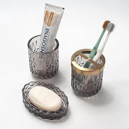 IVAILEX - Lot de 5 accessoires de salle de bain en verre gris
