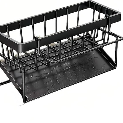 Organisateur d’évier de cuisine en acier au carbone avec porte-éponge et porte-savon