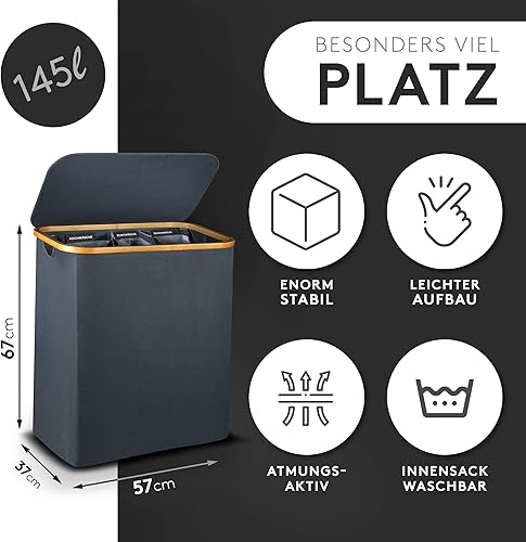 FALKENWERK - Panier à linge avec couvercle 145 l - E-menage