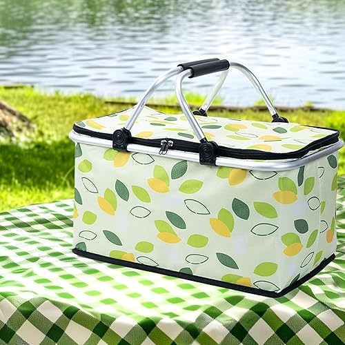 Panier isotherme de 30 l - Pliable et isolé - Avec couvercle - Cadre en aluminium - E-menage