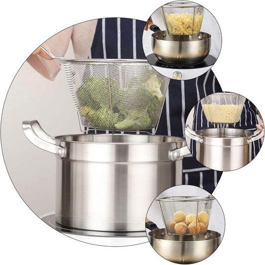 Premium Stainless Steel French Frying Strainer Basket – Fast, Safe &amp; Easy Cooking