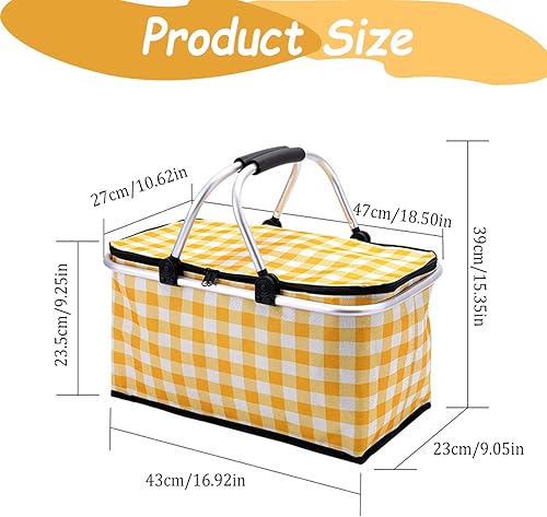 Panier isotherme de 30 l - Pliable et isolé - Avec couvercle - Cadre en aluminium - E-menage