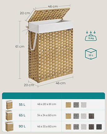 SONGMICS Panier à linge fin en rotin synthétique