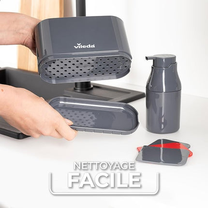 Distributeur de Liquide Vaisselle, Brosse, Support à torchon &amp; Organiseu