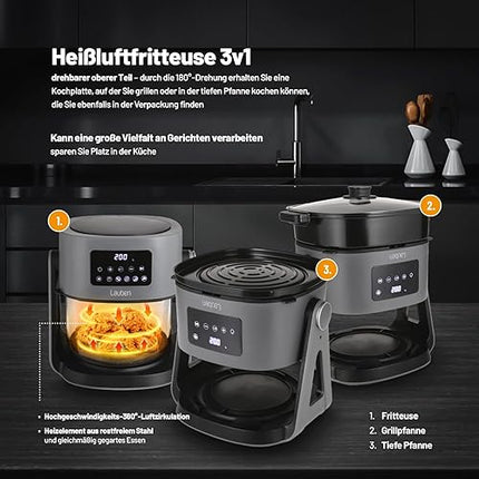 Lauben Glass&Grill 5500BG - Friteuse à air chaud 3 en 1