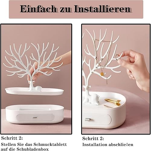 Yudobliss - Présentoir à bijoux 3 en 1 avec tiroir - Porte-bijoux pour femme - E-menage