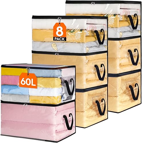 lifewit - Pack de 8 sac de rangement transparent 60l - E-menage