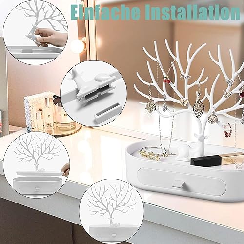 Yudobliss - Présentoir à bijoux 3 en 1 avec tiroir - Porte-bijoux pour femme - E-menage