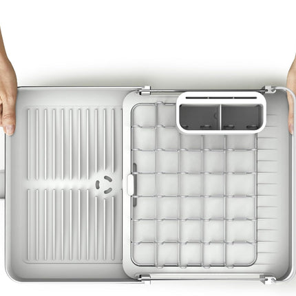 Séchoir à Vaisselle Extensible avec Compartiment à Couverts Amovible - E-menage