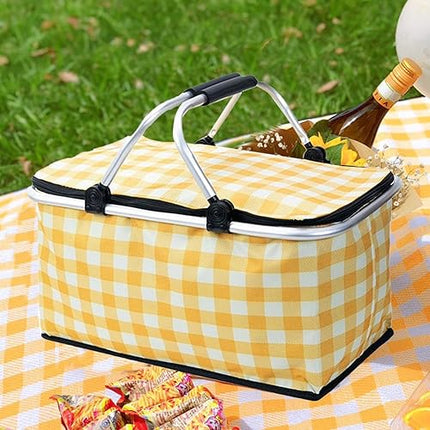 Panier isotherme de 30 l - Pliable et isolé - Avec couvercle - Cadre en aluminium