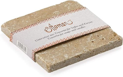 Ottoman Porte-savon en pierre naturelle travertin carré 10 x 10 cm - E-menage