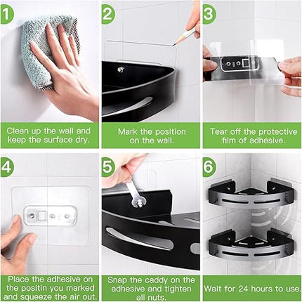 Uamector - Étagère de douche d'angle sans perçage - E-menage