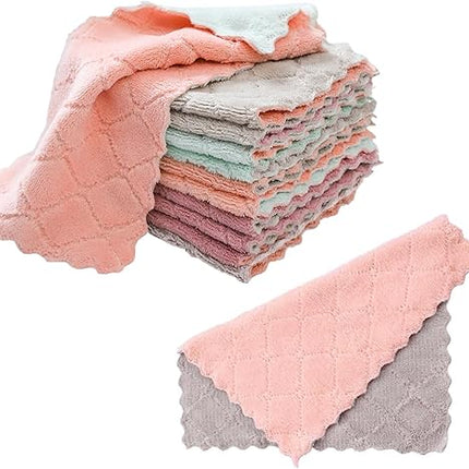 dhsbgwsx- set of 12 coral velvet tea towels