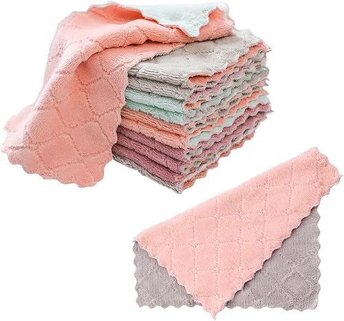 dhsbgwsx- set of 12 coral velvet tea towels