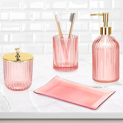 Lot de 4 accessoires de salle de bain en verre