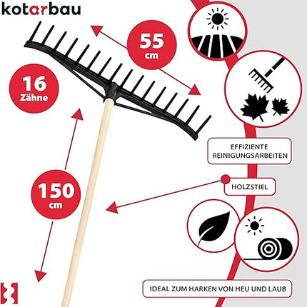 KOTARBAU® - Râteau robuste 610 mm , 18 dents avec manche - E-menage