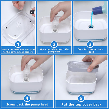 Distributeur de savon liquide 2 en 1 pour vaisselle