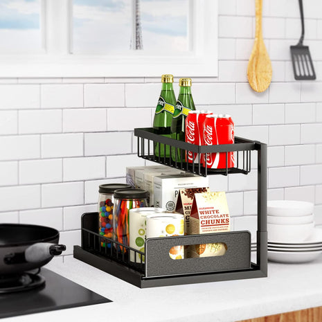 2-Tier Under-Sink Cabinet – Sliding Basket + Drawer | Multi-Purpose Storage