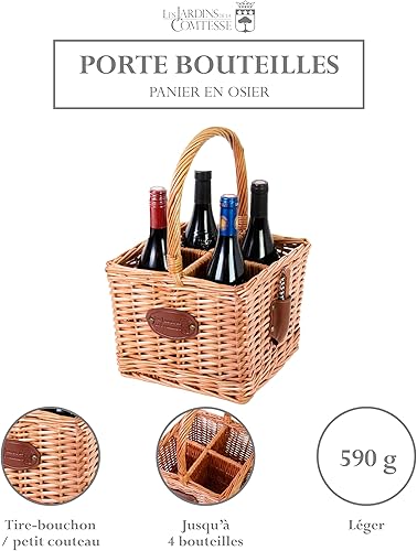 Panier Porte-Bouteille en Osier Naturel - E-menage
