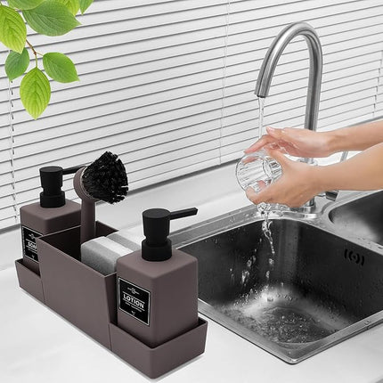 Organisateur de cuisine pour évier avec distributeur de liquide vaisselle intégré