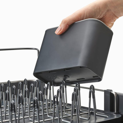 Séchoir à Vaisselle Extensible avec Compartiment à Couverts Amovible - E-menage