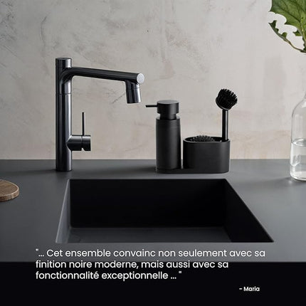 Distributeur de savon avec porte-éponge et brosse intégré