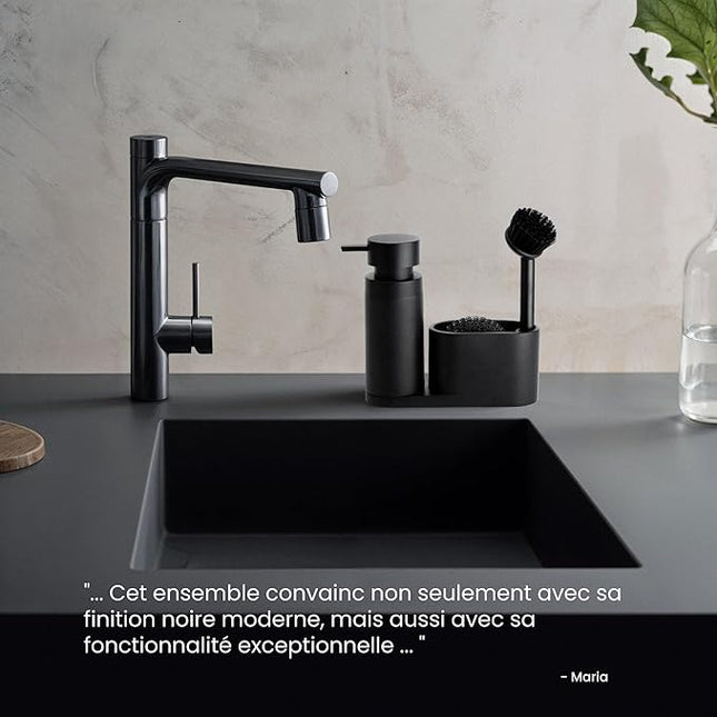 Distributeur de savon avec porte-éponge et brosse intégré