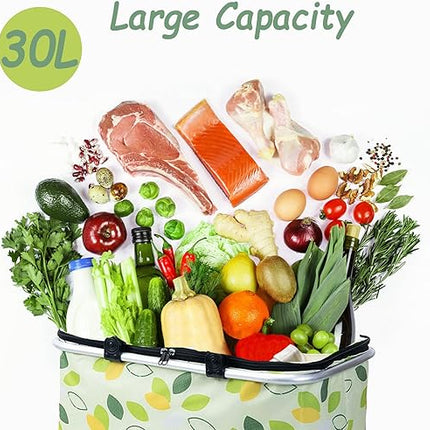 Panier isotherme de 30 l - Pliable et isolé - Avec couvercle - Cadre en aluminium