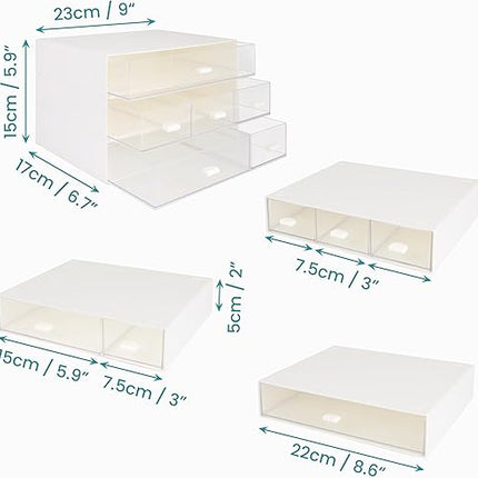 boîte de rangement en plastique avec tiroirs à 3 niveaux et 6 compartiments