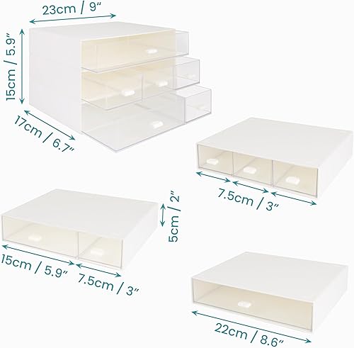 boîte de rangement en plastique avec tiroirs à 3 niveaux et 6 compartiments - E-menage