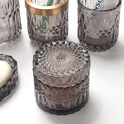 IVAILEX - Lot de 5 accessoires de salle de bain en verre gris