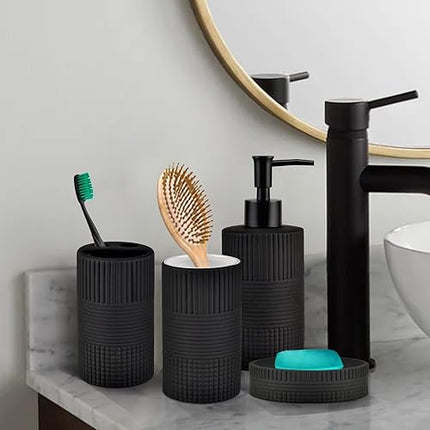 Ensemble de 4 pièces en céramique gaufrée pour salle de bain
