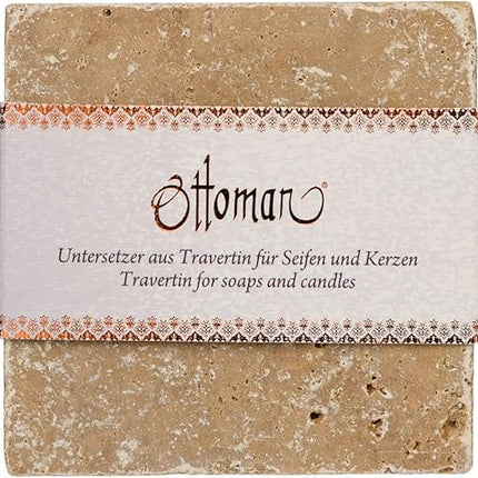 Ottoman Porte-savon en pierre naturelle travertin carré 10 x 10 cm - E-menage