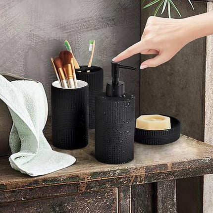 Ensemble de 4 pièces en céramique gaufrée pour salle de bain