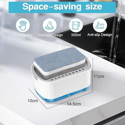Distributeur de savon liquide 2 en 1 avec porte-éponge intégré