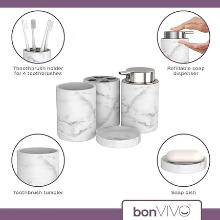 bonVIVO - Lot de 4 accessoires de salle de bain