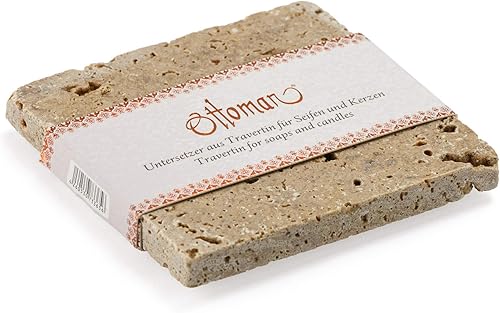 Ottoman Porte-savon en pierre naturelle travertin carré 10 x 10 cm - E-menage