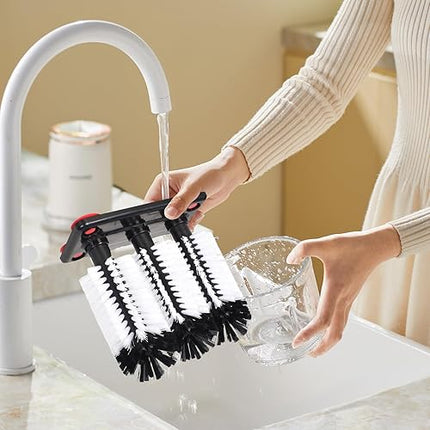 lot de 3 brosses en verre avec ventouse pour bouteille en vere