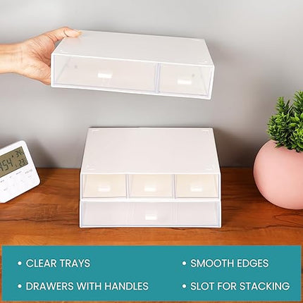 boîte de rangement en plastique avec tiroirs à 3 niveaux et 6 compartiments