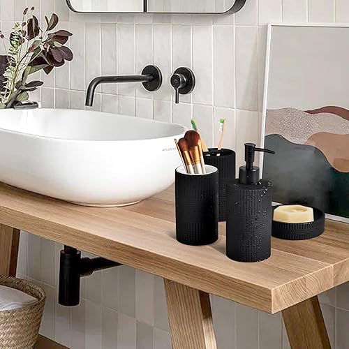 Ensemble de 4 pièces en céramique gaufrée pour salle de bain