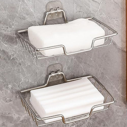 Lot de 2 porte-savon autocollants solides en acier inoxydable - E-menage