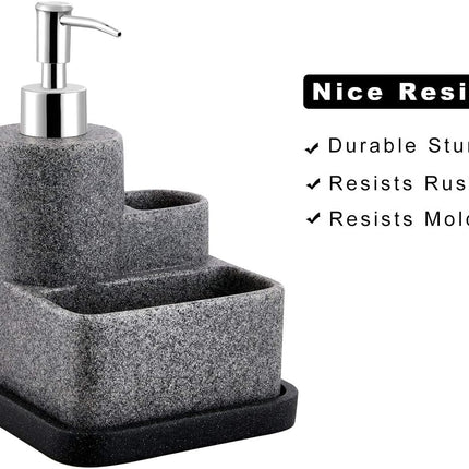Distributeur de liquide vaisselle équipé d’un porte-éponge et support pour brosses